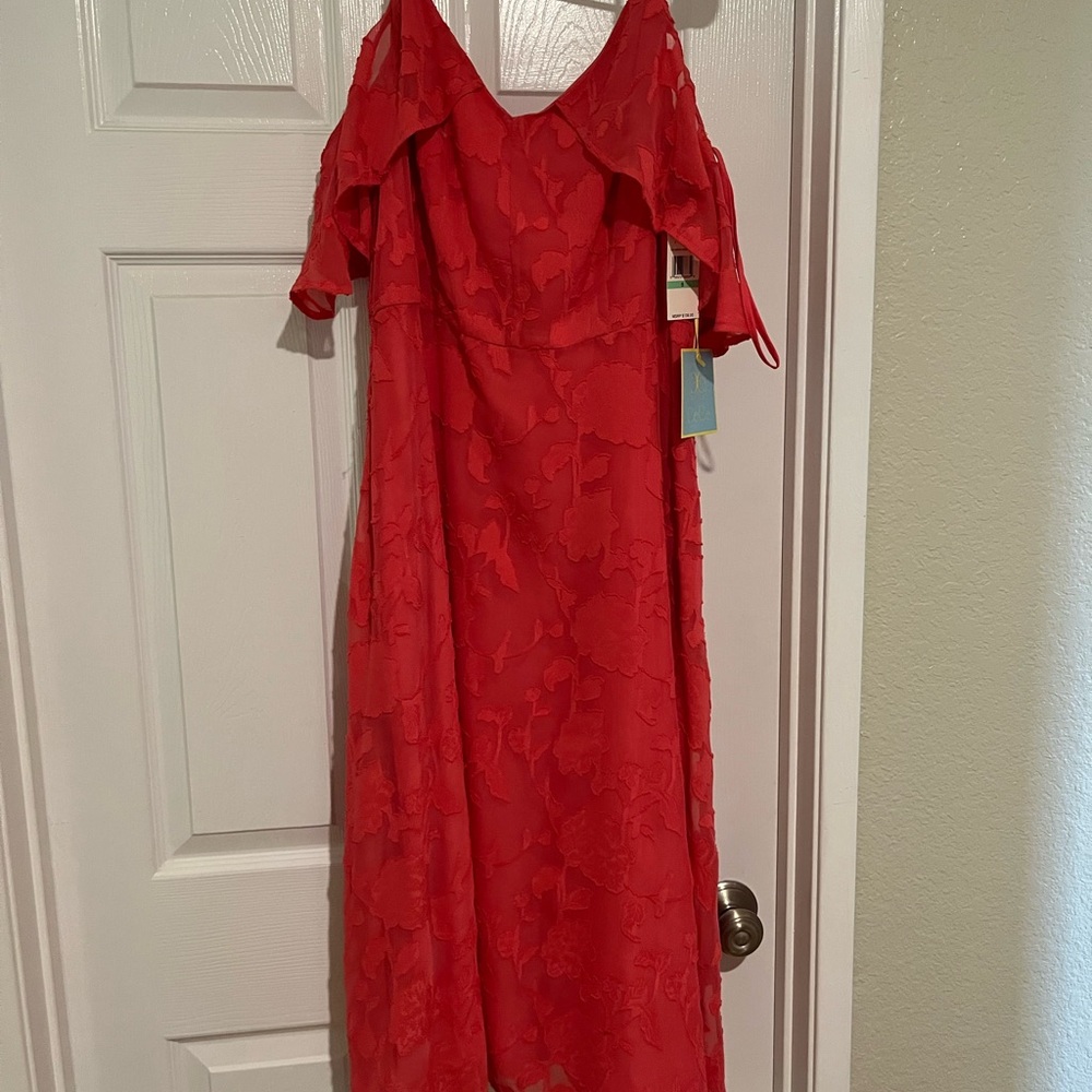 CeCe Women's Terra Red Cold Shoulder Dress - Picture 5 of 6